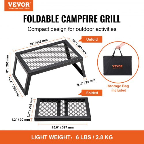 Folding Campfire Grill Heavy Duty Steel Mesh Grate 18 Portable Camping
