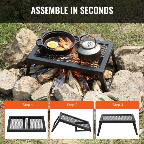 Folding Campfire Grill Heavy Duty Steel Mesh Grate 18 Portable Camping