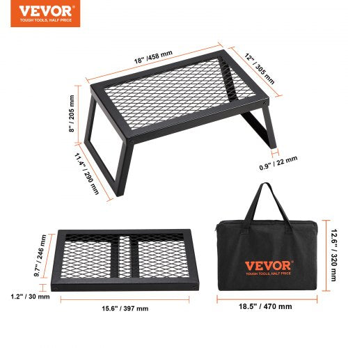 Folding Campfire Grill Heavy Duty Steel Mesh Grate 18 Portable Camping