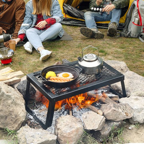 Folding Campfire Grill Heavy Duty Steel Mesh Grate 18 Portable Camping