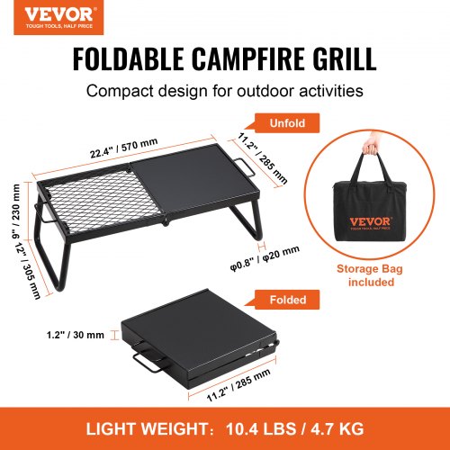 Folding Campfire Grill Heavy Duty Steel Mesh Grate 224 Portable Camping
