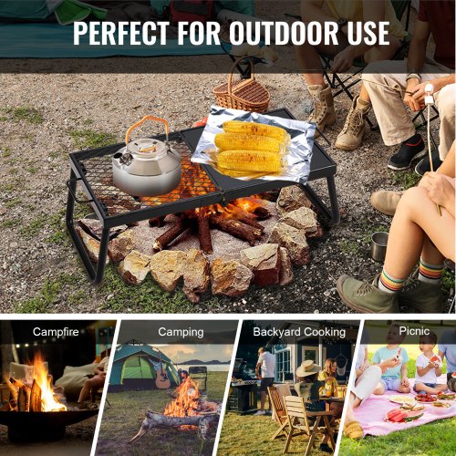 Folding Campfire Grill Heavy Duty Steel Mesh Grate 224 Portable Camping