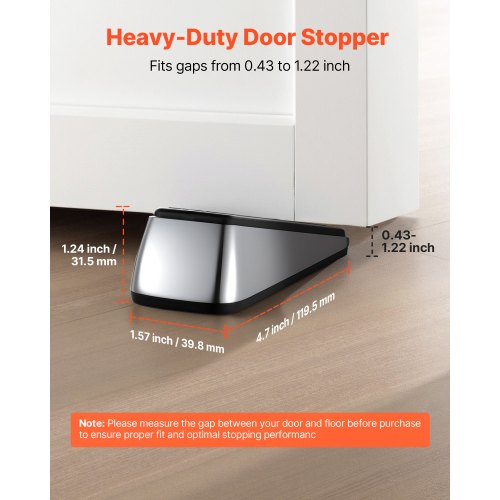 Heavy Duty Door Stopper 2 Pack Door Stop Wedge for Bottom Premium Zinc