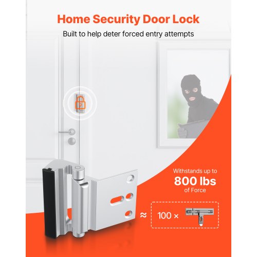 Door Reinforcement Lock 2 Pack Home Security Door Lock with 3 Inch Stop