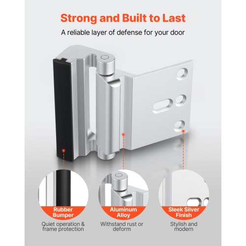 Door Reinforcement Lock 2 Pack Home Security Door Lock with 3 Inch Stop
