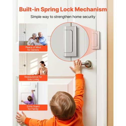 Door Reinforcement Lock 2 Pack Home Security Door Lock with 3 Inch Stop