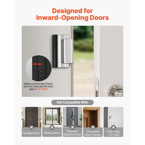 Door Reinforcement Lock 2 Pack Home Security Door Lock with 3 Inch Stop