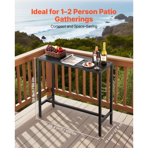 Outdoor Bar Table 394 x 15 in Patio Bar Table Waterproof Top Sturdy