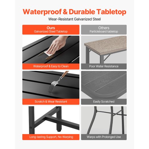 Outdoor Bar Table 394 x 15 in Patio Bar Table Waterproof Top Sturdy