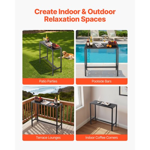 Outdoor Bar Table 394 x 15 in Patio Bar Table Waterproof Top Sturdy