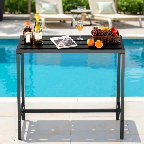 Outdoor Bar Table 394 x 15 in Patio Bar Table Waterproof Top Sturdy