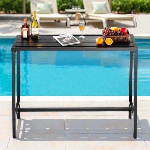 Outdoor Bar Table 47 x 15 in Patio Bar Table Waterproof Top Sturdy Metal