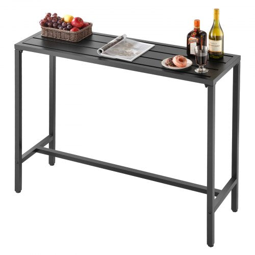 Outdoor Bar Table 47 x 15 in Patio Bar Table Waterproof Top Sturdy Metal