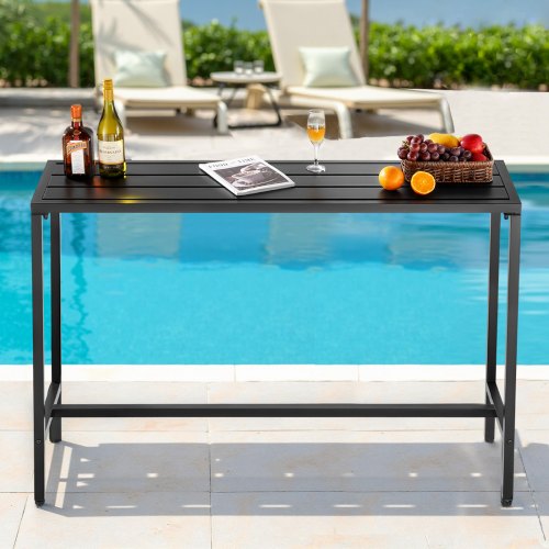 Outdoor Bar Table 55 x 15 in Patio Bar Table Waterproof Top Sturdy Metal
