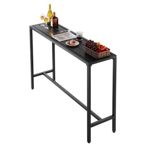 Outdoor Bar Table 55 x 15 in Patio Bar Table Waterproof Top Sturdy Metal