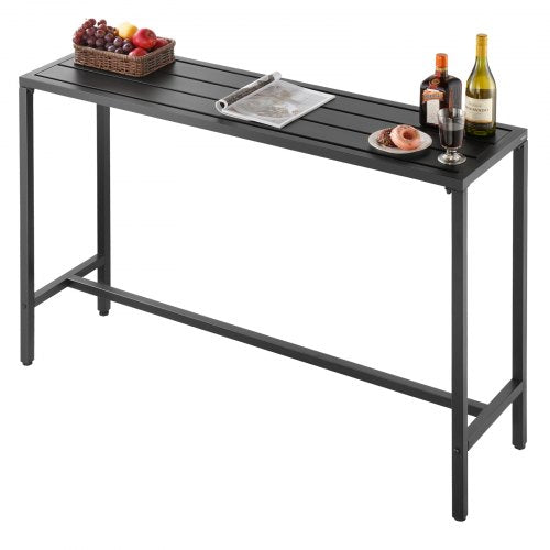 Outdoor Bar Table 55 x 15 in Patio Bar Table Waterproof Top Sturdy Metal