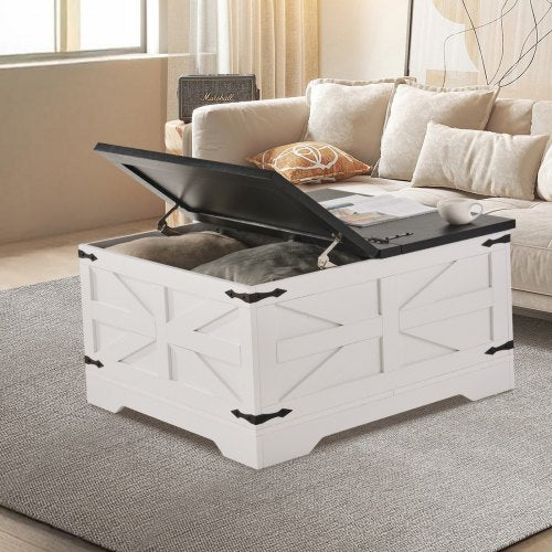 315 Farmhouse Coffee Table Hinged Square Coffee Table with Large Storage