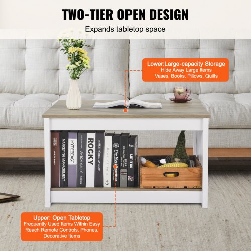 315 Farmhouse Coffee Table Square Coffee Table with Open Storage