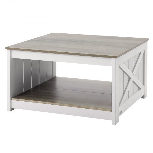 315 Farmhouse Coffee Table Square Coffee Table with Open Storage