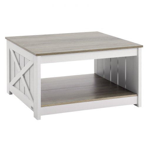 315 Farmhouse Coffee Table Square Coffee Table with Open Storage