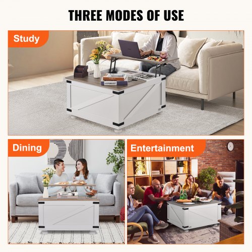 315 Farmhouse Coffee Table Hinged Lift Top Coffee Square Table with Storage