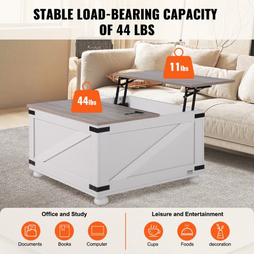 315 Farmhouse Coffee Table Hinged Lift Top Coffee Square Table with Storage