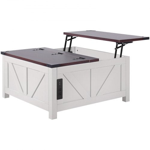 36 Farmhouse Coffee Table Hinged Lift Top Square Coffee Table with Builtin