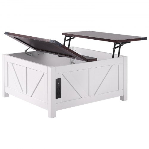 36 Farmhouse Coffee Table Hinged Lift Top Square Coffee Table with Builtin