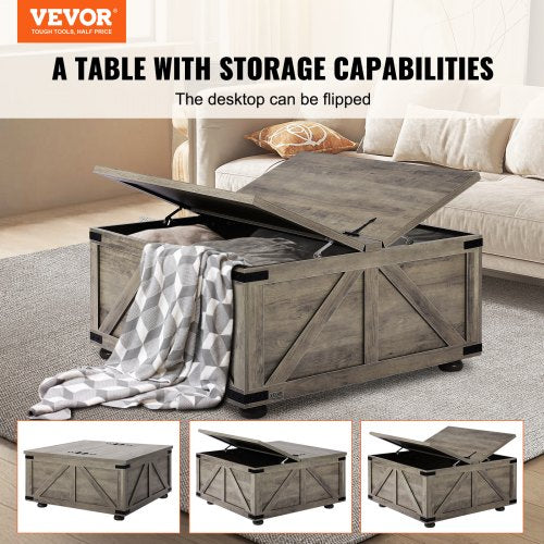 36 Farmhouse Coffee Table Hinged Square Coffee Table with Large Storage