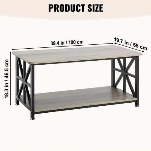 40 Farmhouse Coffee Table Rectangle Coffee Table with Open Storage