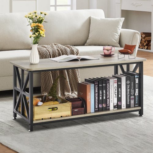 40 Farmhouse Coffee Table Rectangle Coffee Table with Open Storage