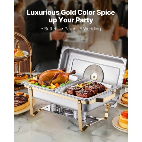 Chafing Dish Buffet Set 4 Qt 2 Pack Stainless Steel Chafer with 4 Half