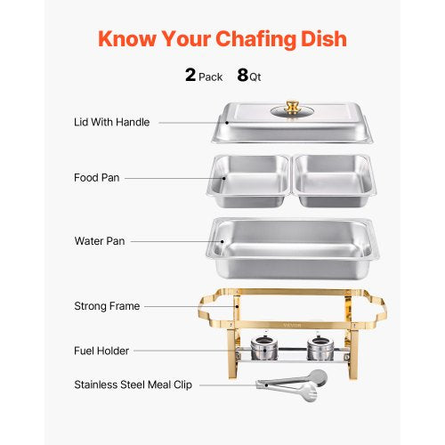 Chafing Dish Buffet Set 4 Qt 2 Pack Stainless Steel Chafer with 4 Half