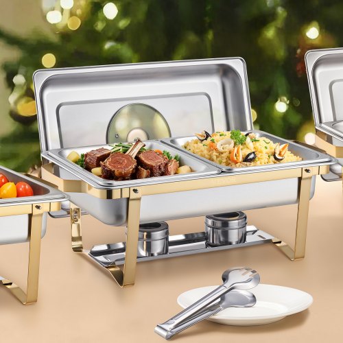 Chafing Dish Buffet Set 4 Qt 2 Pack Stainless Steel Chafer with 4 Half