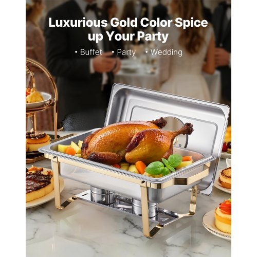 Chafing Dish Buffet Set 8 Qt 4 Pack Stainless Steel Chafer with 4 Full