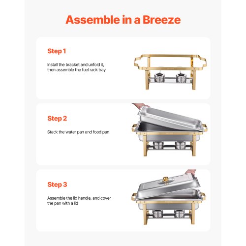 Chafing Dish Buffet Set 8 Qt 4 Pack Stainless Steel Chafer with 4 Full