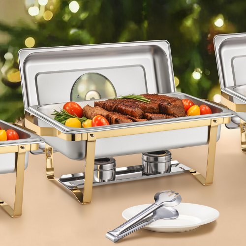 Chafing Dish Buffet Set 8 Qt 4 Pack Stainless Steel Chafer with 4 Full