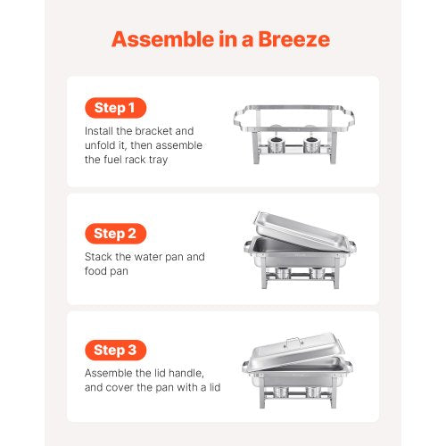 Chafing Dish Buffet Set 8 Qt 2 Pack Stainless Steel Chafer with 2 Full