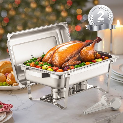 Chafing Dish Buffet Set 8 Qt 2 Pack Stainless Steel Chafer with 2 Full