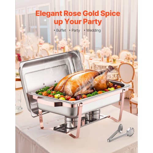 Chafing Dish Buffet Set 8 Qt 2 Pack Stainless Steel Chafer with 2 Full