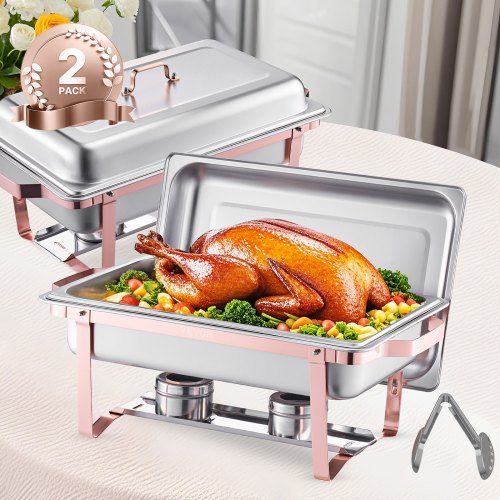 Chafing Dish Buffet Set 8 Qt 2 Pack Stainless Steel Chafer with 2 Full