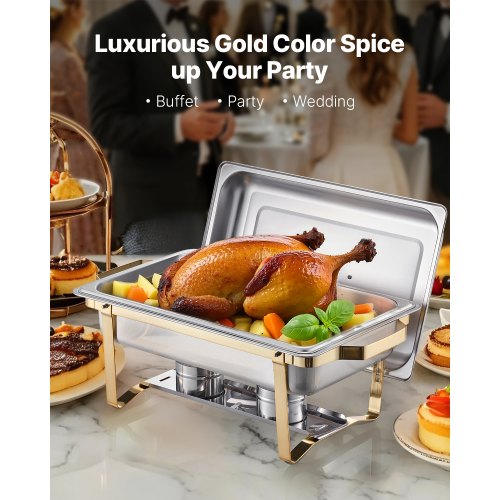 Chafing Dish Buffet Set 8 Qt 4 Pack Stainless Steel Chafer with 2 Full
