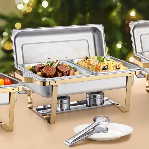 Chafing Dish Buffet Set 8 Qt 4 Pack Stainless Steel Chafer with 2 Full