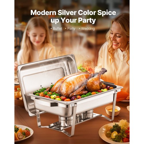 Chafing Dish Buffet Set 8 Qt 4 Pack Stainless Steel Chafer with 4 Full