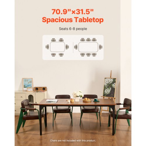 Rectangle Dining Table 71 inch Length Large Wood Tables for 68 Person