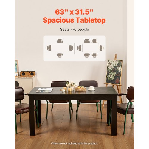Rectangle Dining Table 63 inch Length Large Wood Tables for 46 Person