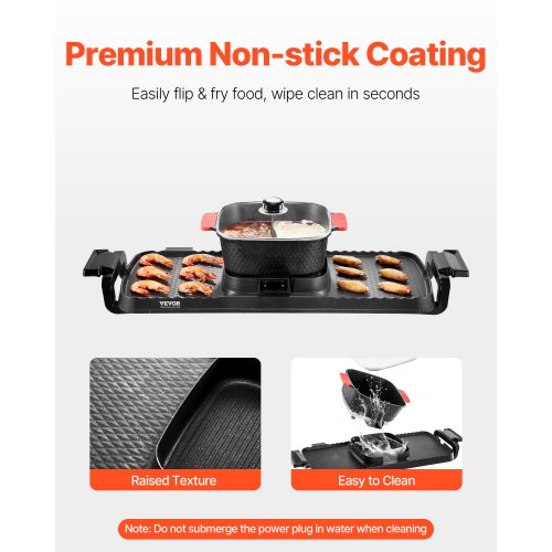 Hot Pot with Grill 2300W 2in1 Electric Smokeless Grill and Hot Pot