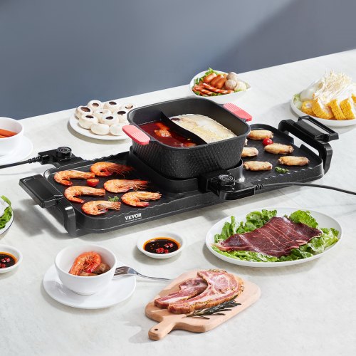 Hot Pot with Grill 2300W 2in1 Electric Smokeless Grill and Hot Pot