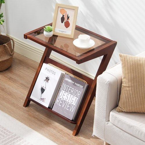 Rattan Coffee Table ZShaped Rattan Woven Bamboo Coffee Table with Tempered