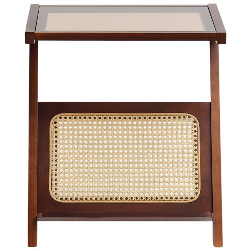 Rattan Coffee Table ZShaped Rattan Woven Bamboo Coffee Table with Tempered
